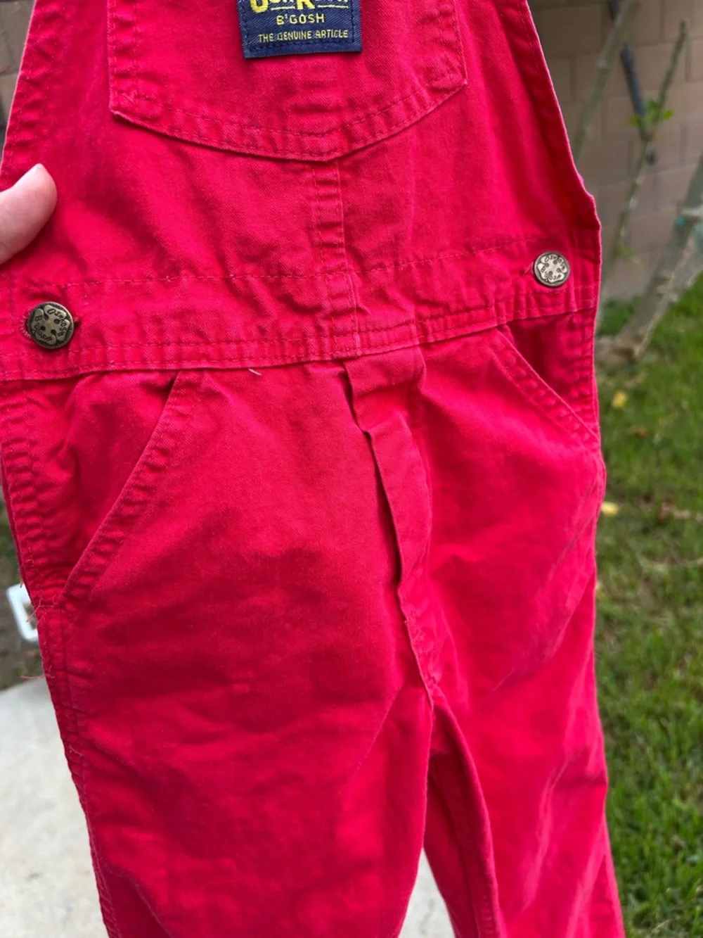 Vintage OshKosh B'gosh Bright Red Canvas  Kids Overalls
